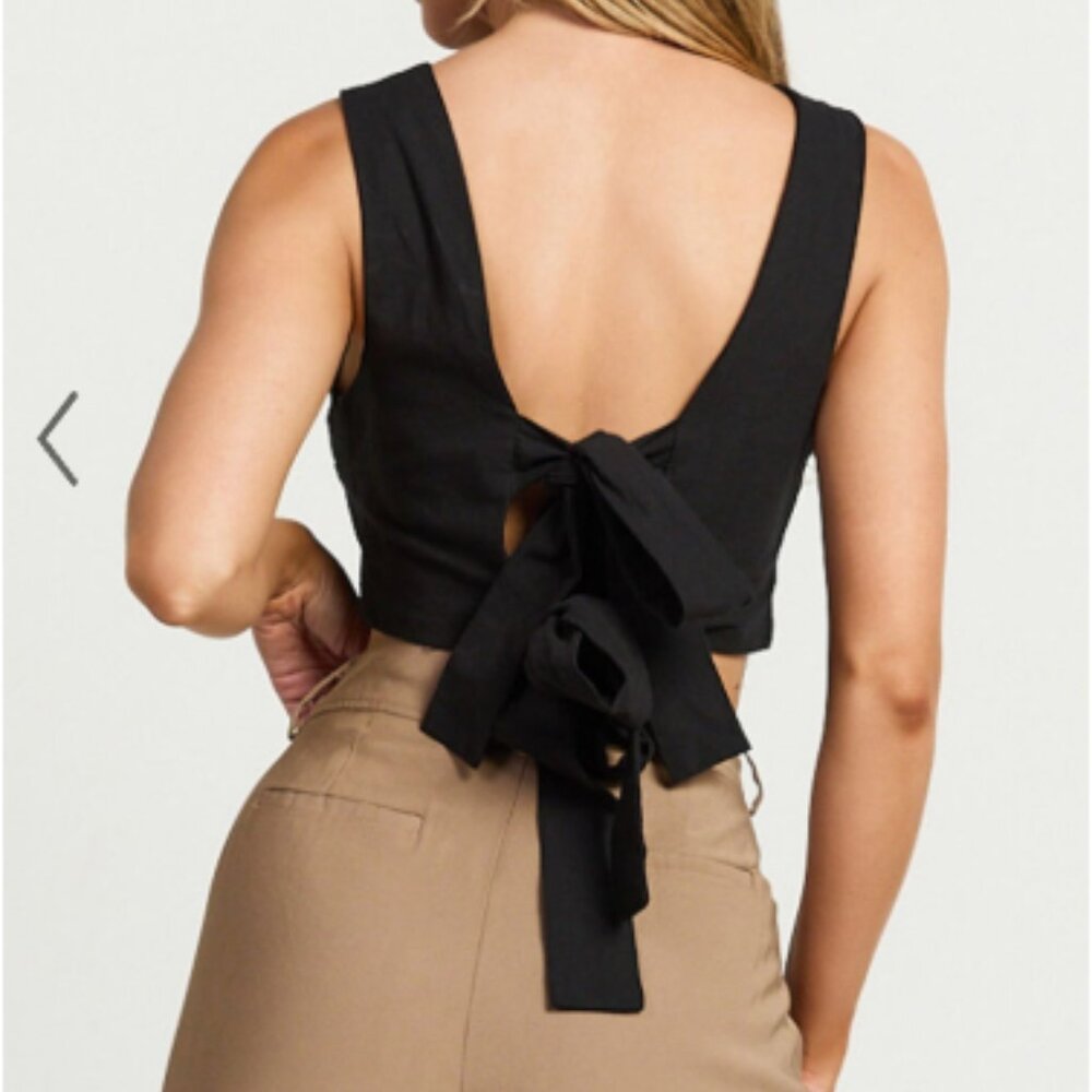 Showpo Loxley Top - Tie Up Top in Black / US 6